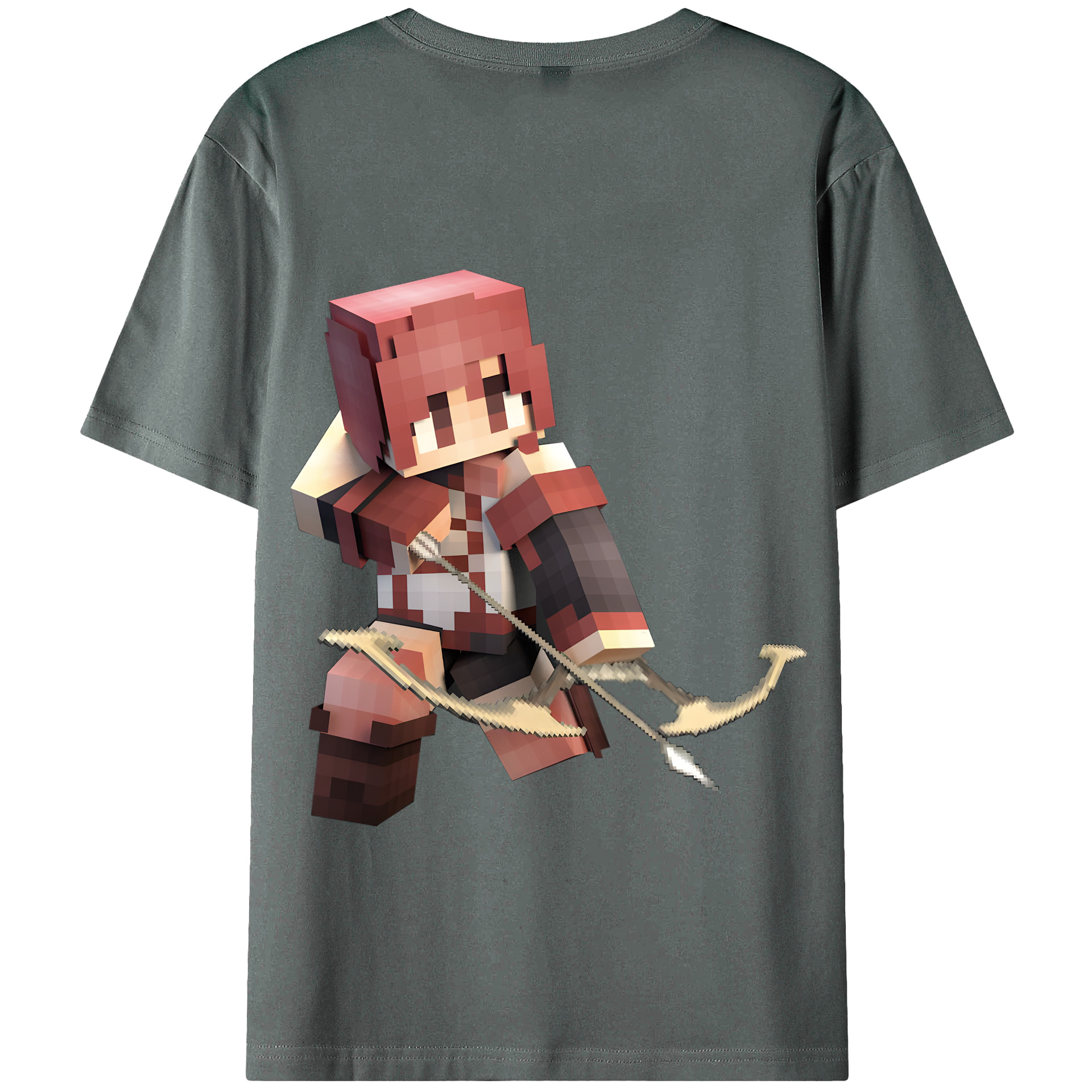 （画像用） マインクラフト ブロックの世界 Minecraft MC Block world 綿100％半袖Tシャツ（背面プリント）